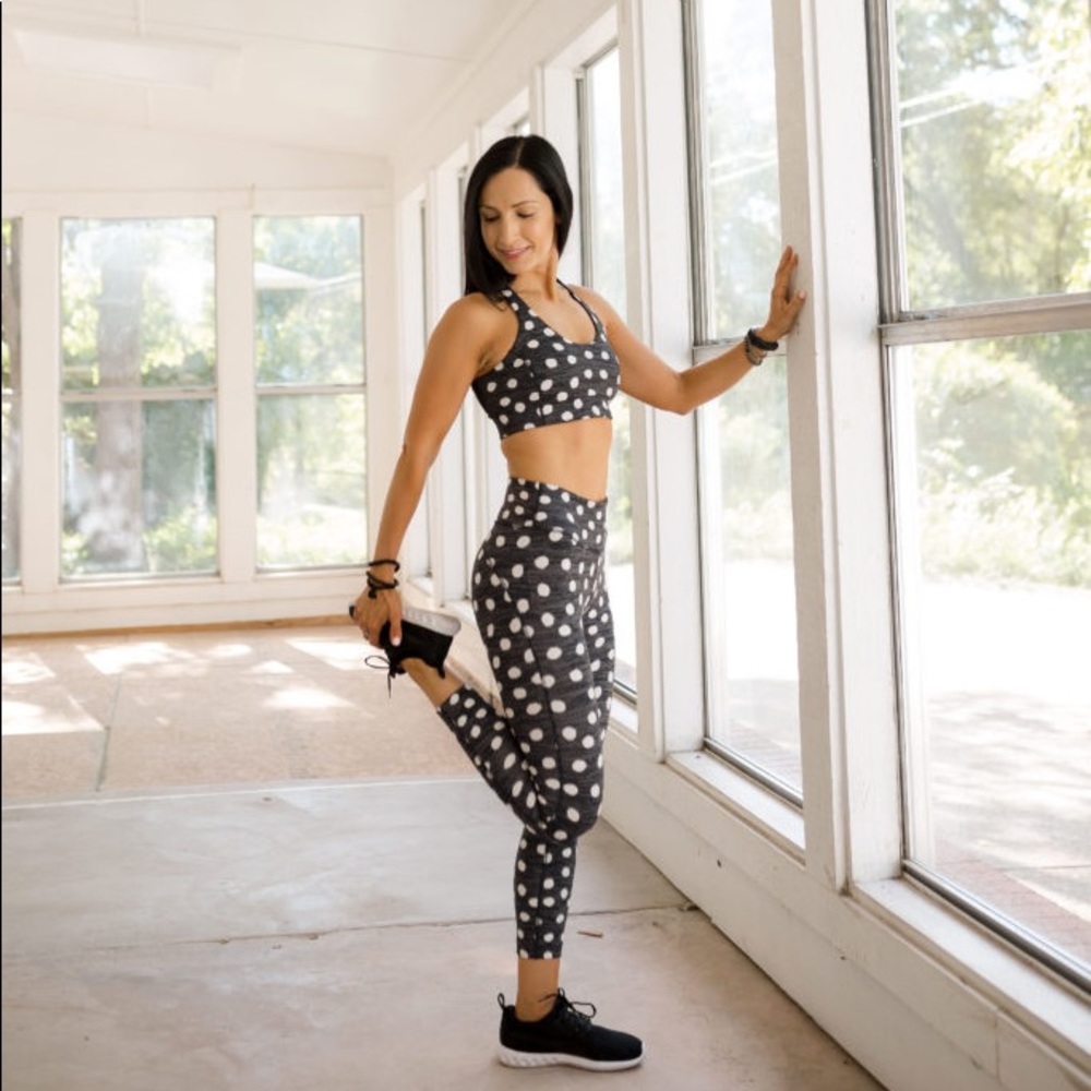 Outdoor Voices TechSweat Flex 3/4 Cropped Leggings Polka Dot